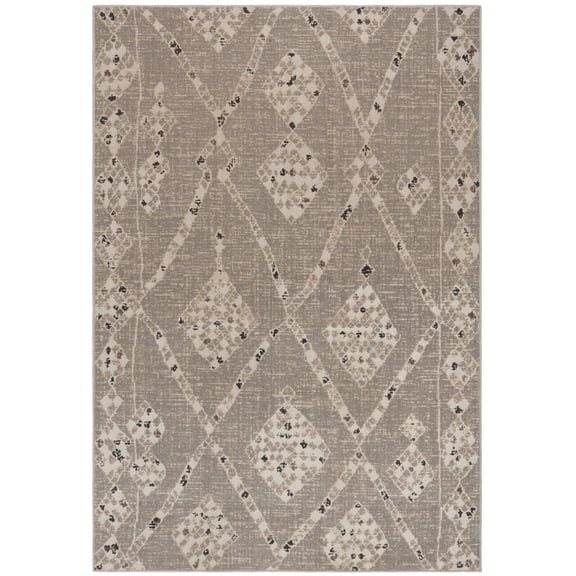 SAFAVIEH Montage Fiona Geometric Indoor/Outdoor Area Rug, Grey/Beige, 5'1" x 7'6"