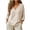 Khaki, variant on Womens Gingham Plaid V-Neck Long Sleeve Top Curved Hem Relaxed Fit Lightweight Casual Spring Summer Blouse