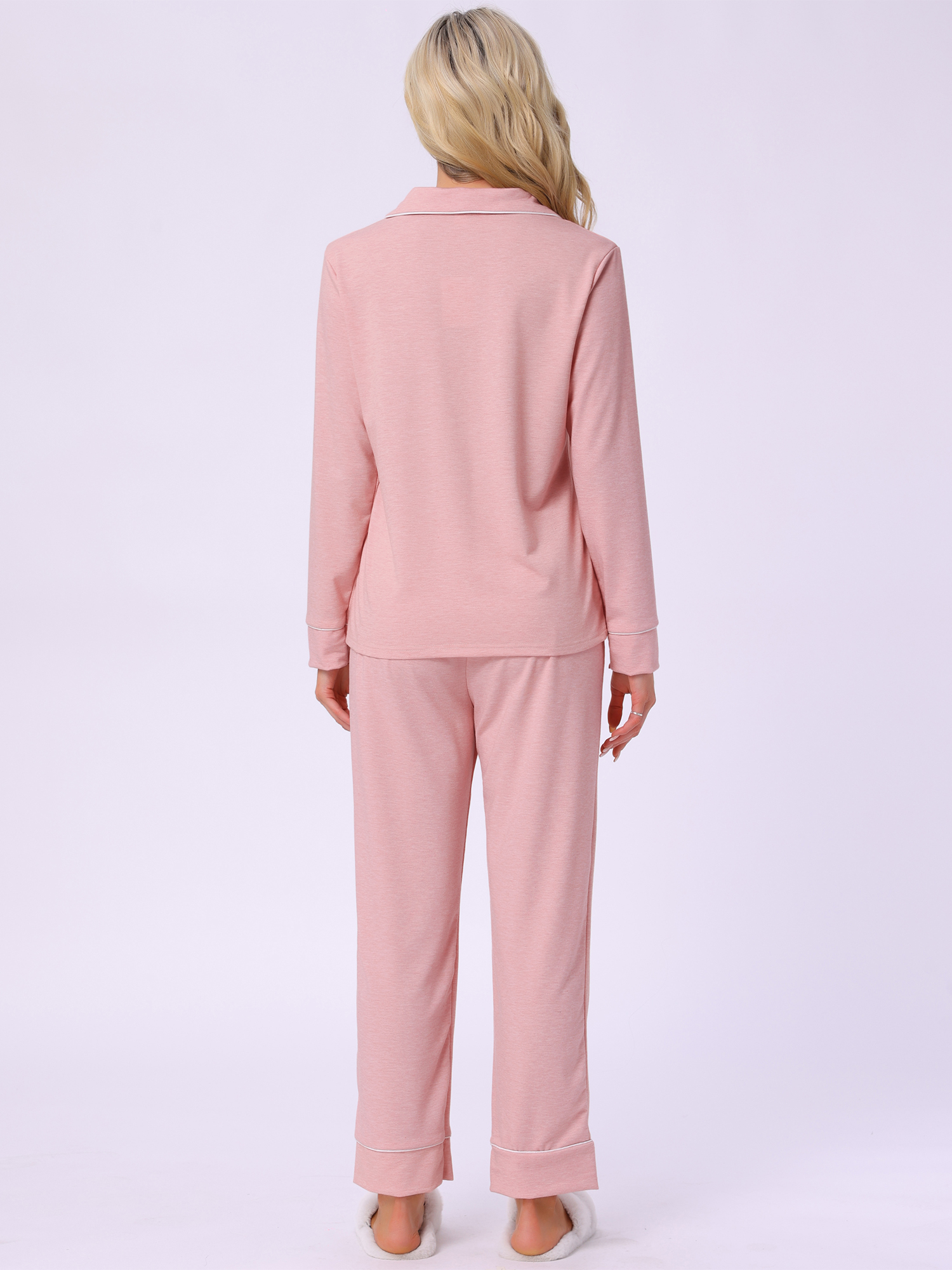 DARING DIVA Women's Button Up Tops with Pants Pajama Sets XL Light Pink