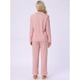 thumbnail image 3 of DARING DIVA Women's Button Up Tops with Pants Pajama Sets L Light Pink, 3 of 7