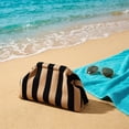 thumbnail image 5 of Women Summer Beach Woven Cloud Bag Dumpling Purse Striped Ruched Evening Handbag Black Yellow, 5 of 7