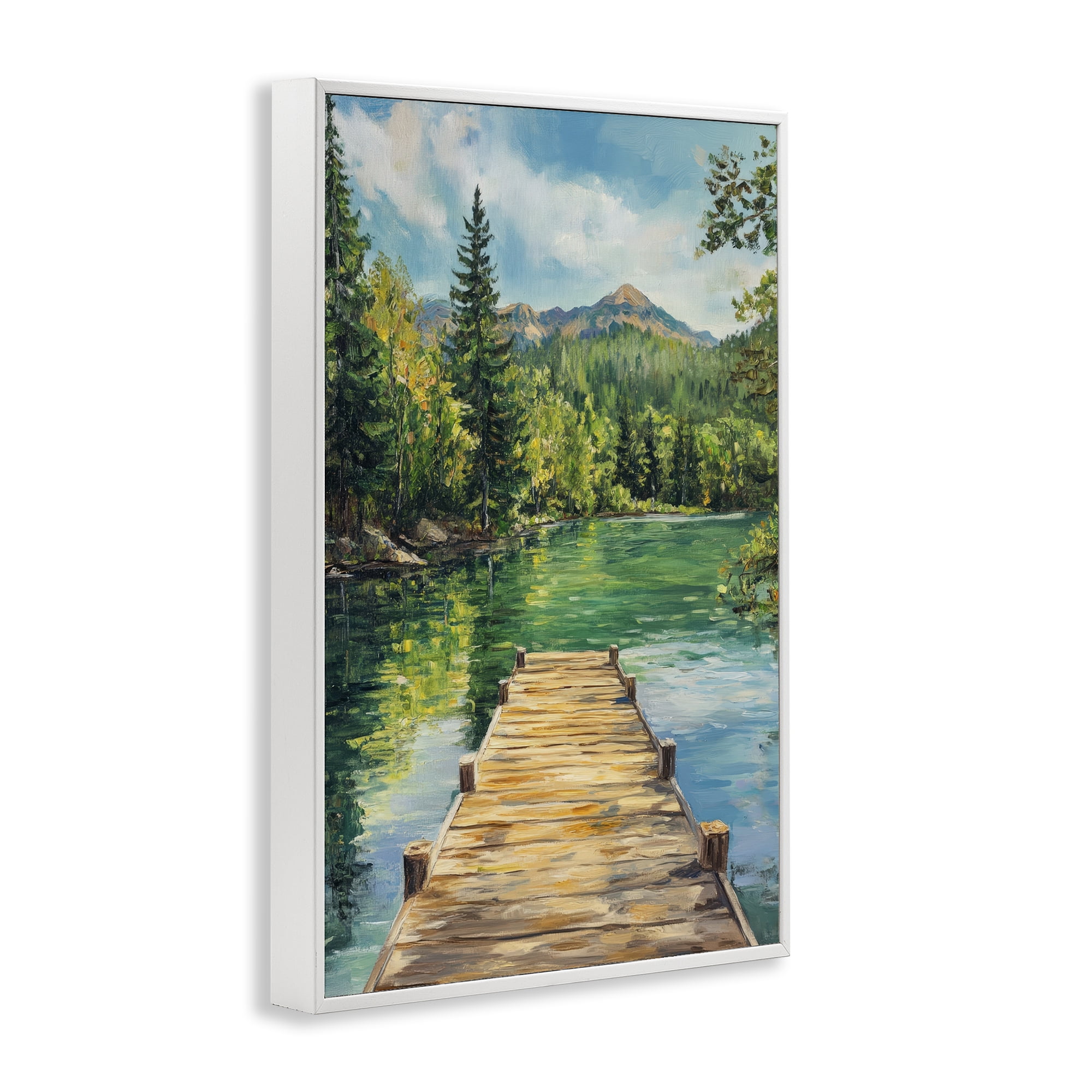 Stupell Industries Sunlit River Dock White Framed Giclee Art, design by Petal Prints Design
