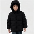 thumbnail image 2 of SuTry Boys Solid Color Thickened Hooded Windproof Down Cotton Jacket Warm Fall Winter Coat Outerwear for Kids 3-110 Years(Black,3-4 Years), 2 of 9