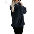 thumbnail image 3 of Gustave Women's Fleece Long Sleeve Pullover Hoodies with 1/4 Zip Up Sweatshirt Jumper Warm Sweaters (Navy Blue, M), 3 of 4