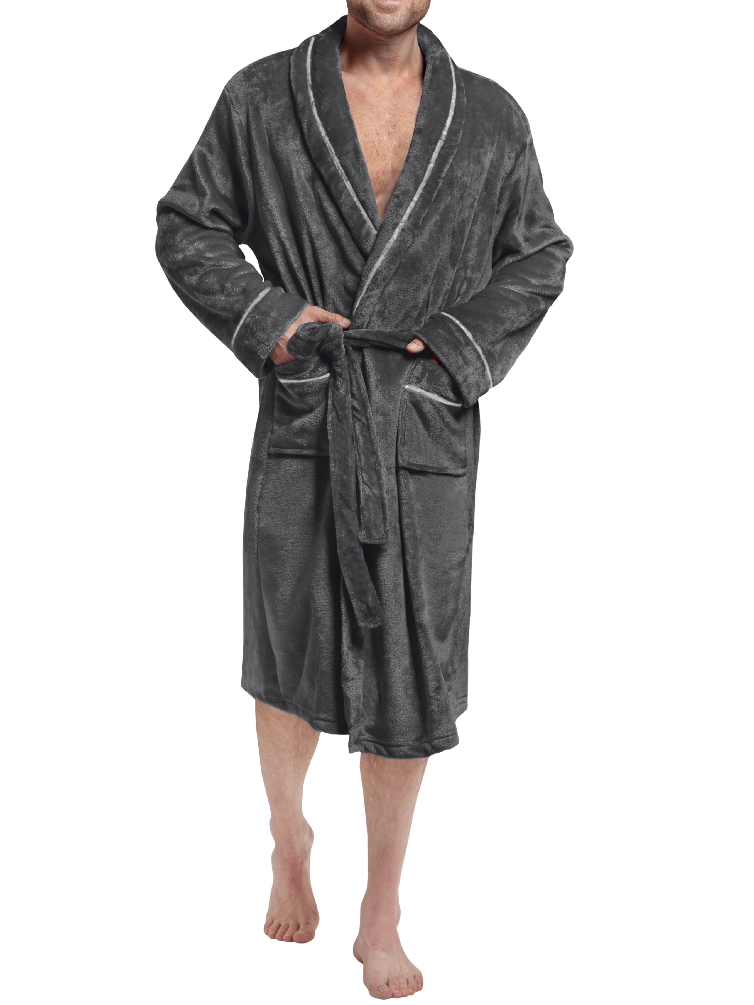 PAVILIA Mens Robe, Soft Robe for Men, Fleece Warm Long Bathrobe for