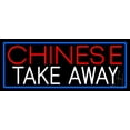 thumbnail image 1 of Chinese Take Away With Blue Border LED Neon Sign 13 x 32 - inches, Clear Edge Cut Acrylic Backing, with Dimmer - Bright and Premium built indoor LED Neon Sign for Bar decor., 1 of 7