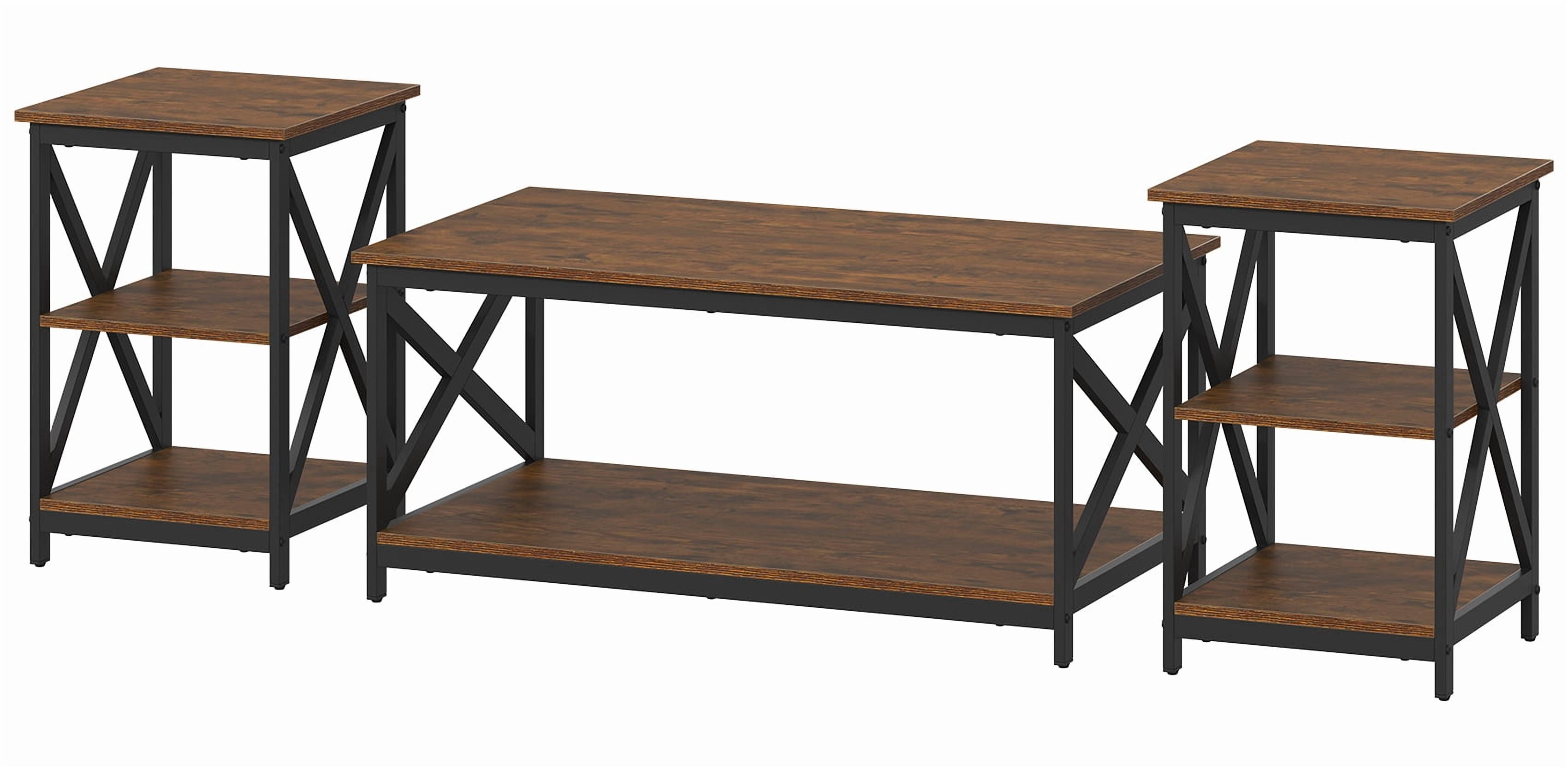 Timagebreze Wood 3-Piece Table Sets Includes 1 and 2 End Tables Home Accent Furniture for Living Room