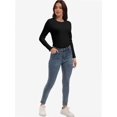 thumbnail image 6 of Womens Pullover Long Sleeve Crewneck Shirts Ribbed Knit Slim Fitted Casual Jumper Tops, 6 of 6