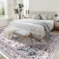 thumbnail image 2 of Hasoo Traditional Area Rug 5' x 7' Pink Flodable Floral Print Distressed Non Slip Indoor Rug for Living Room Bathroom Kitchen Bedroom, 2 of 6