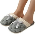 thumbnail image 4 of Slippers for Women,Ladies Fashion Winter Warm Solid Color Headed Flat Bottom Slippers,Womens Slippers,Grey,9.5, 4 of 9