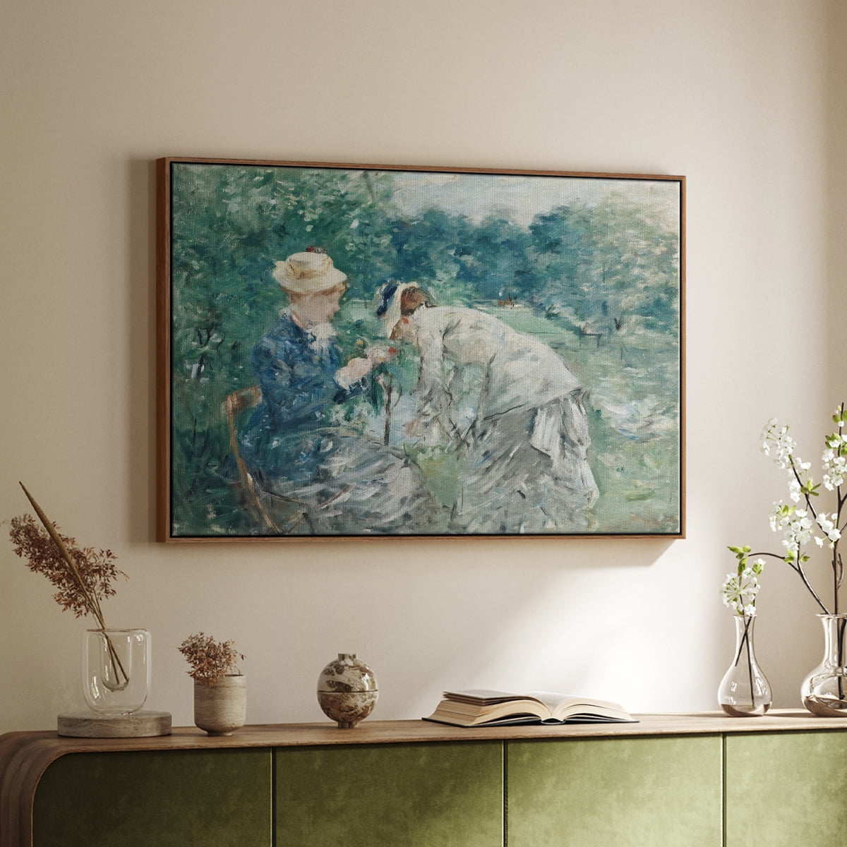 Vintage Botanical Print-LV By Wexford Home Framed in Walnut Wood Gallery Wrapped Canvas 27 in. x 41 in.