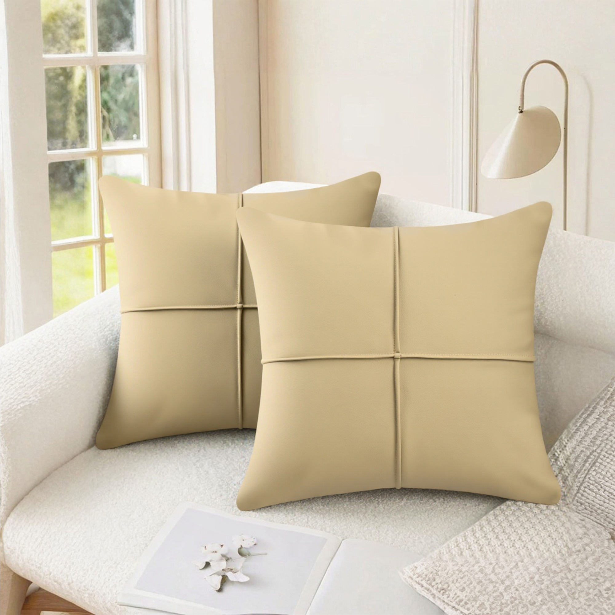 Unique Bargains Set of 2 Square Throw Pillow Covers Decorative Cases Green