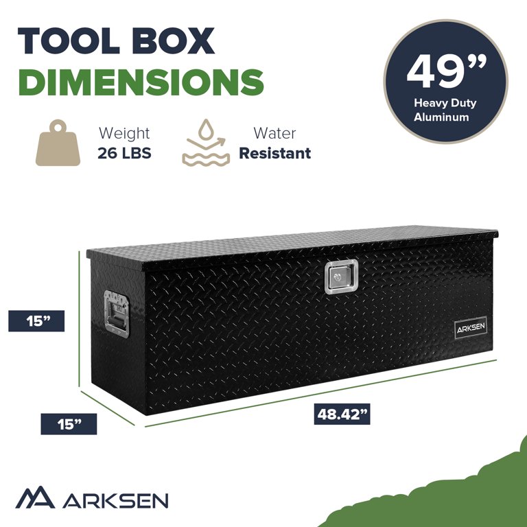 ARKSEN 49'' Diamond Plate Aluminum Utility Truck Bed Tool Box