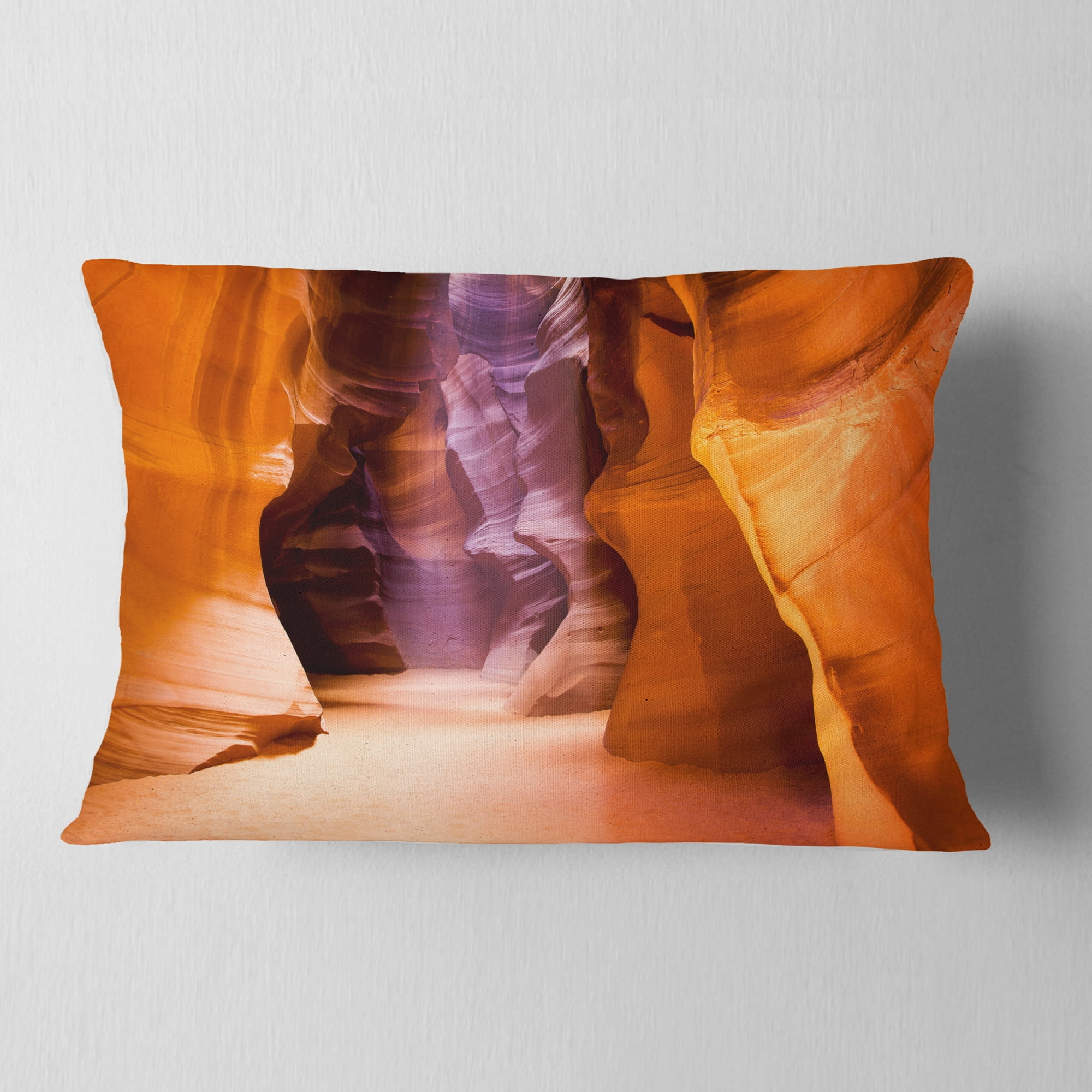 Designart Upper Antelope Canyon - Landscape Photo Throw Pillow - 12x20