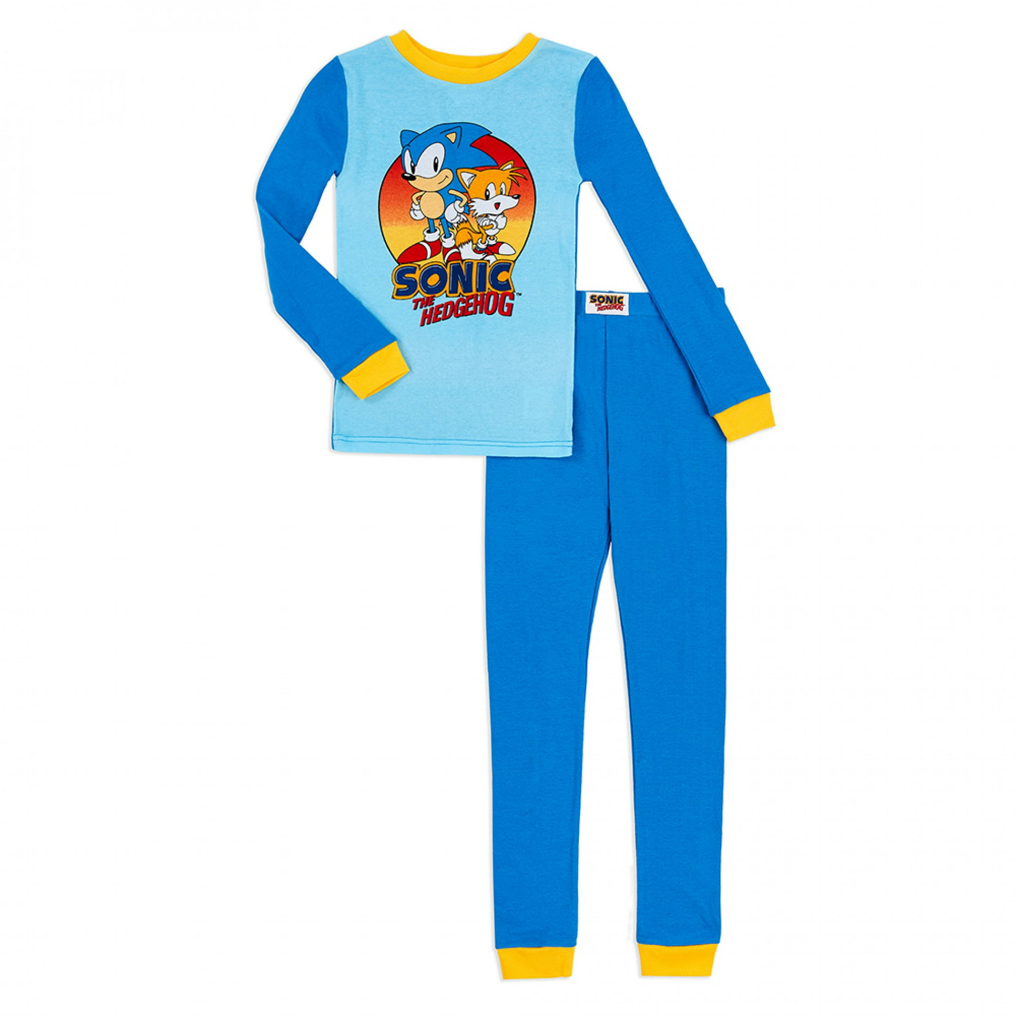 Sonic the Hedgehog and Tails Youth 4 Piece Long Sleeve Pajama Set Size 8 Walmart