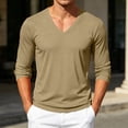 thumbnail image 6 of HAOTAGS Men’s Athletic Long Sleeve T-shirts V-Neck Quick Dry Mesh Pullover Shirt Khaki Size M, 6 of 10