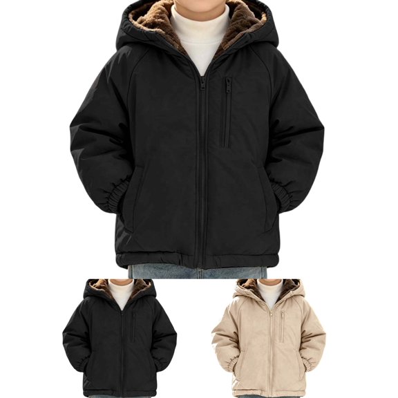 Nugftut Puffer Jackets Boys Size 2 Years Hooded Warm Windproof Outdoor Coat with Pockets
