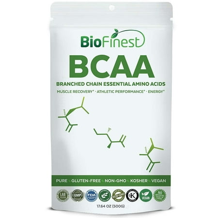 BCAA Branched Chain Essential Amino Acids Powder - Pure Gluten-Free Non-GMO Kosher Vegan Friendly - Supplement for Lean Energy, Athletic Performance, Muscle Recovery (The Best Lean Muscle Supplement)