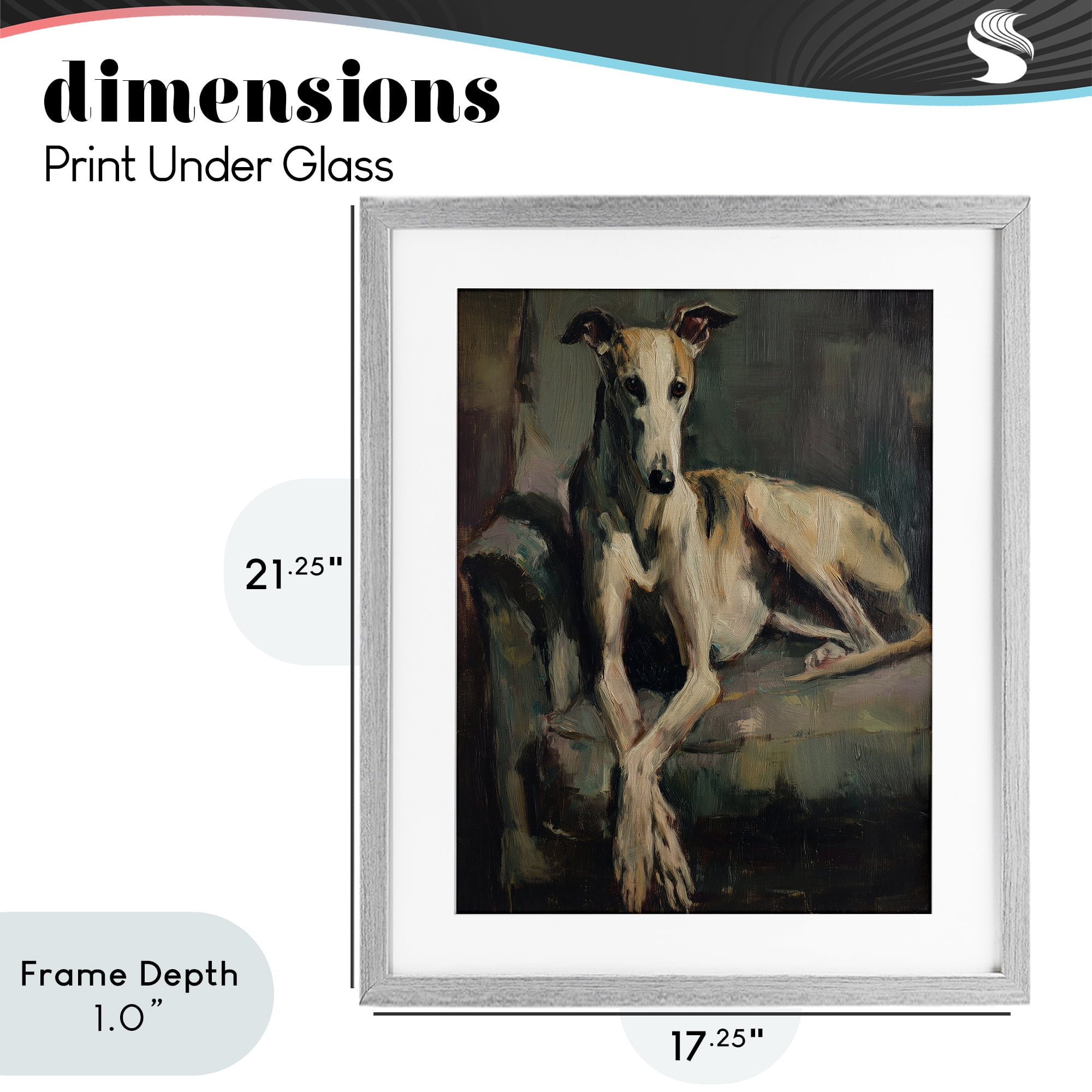 Stupell Industries Regal Comfort Whippet Dog Gray Framed Print Under Glass, design by Svetlana Aleynikova