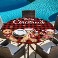 thumbnail image 6 of Gingerbread Red Plaid Round Tablecloth, Fitted Table Cover with Elastic for 45"-54" Round Tables, Christmas Winter Snowflake Table Cloth Outdoor Indoor Dinning Party Waterproof Tablecloths, 6 of 7