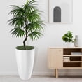 thumbnail image 3 of Bibana 2 Packs 21 inch Tall Planter, Indoor Outdoor Round Planter for Porch, Large Plant Pot with Drainage Hole for Home Garden Front Door, Modern Decorative Pots for Plants (White), 3 of 6