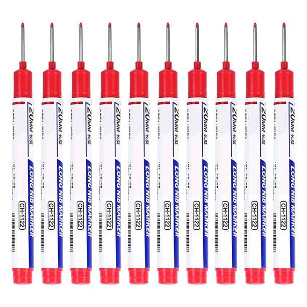 Rotuladores impermeables de cabeza larga a base de aceite para agujeros profundos | Secado rápido | Paquete multicolor | 10 ml cada uno | 10 PIEZAS | Metal, Madera, Vidrio, Azulejos, Construcción