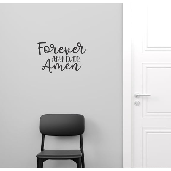 Forever and Ever Amen Wall Decal Sticker – Inspirational Christian Quote Vinyl Wall Art, Removable Home, Bedroom, or Living Room Décor, 23x14.5-Inch, Black