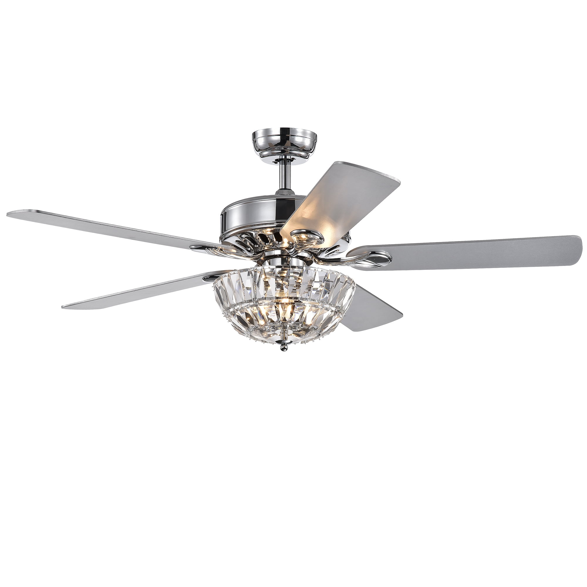 Senma 52-inch 3-light Lighted Ceiling Fan with Crystal Bowl Shade (incl. Remote & 2 Color Option Blades)