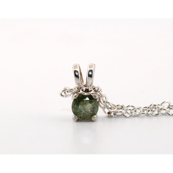 Natural Round Green Tourmaline Sterling Silver Necklace NT10