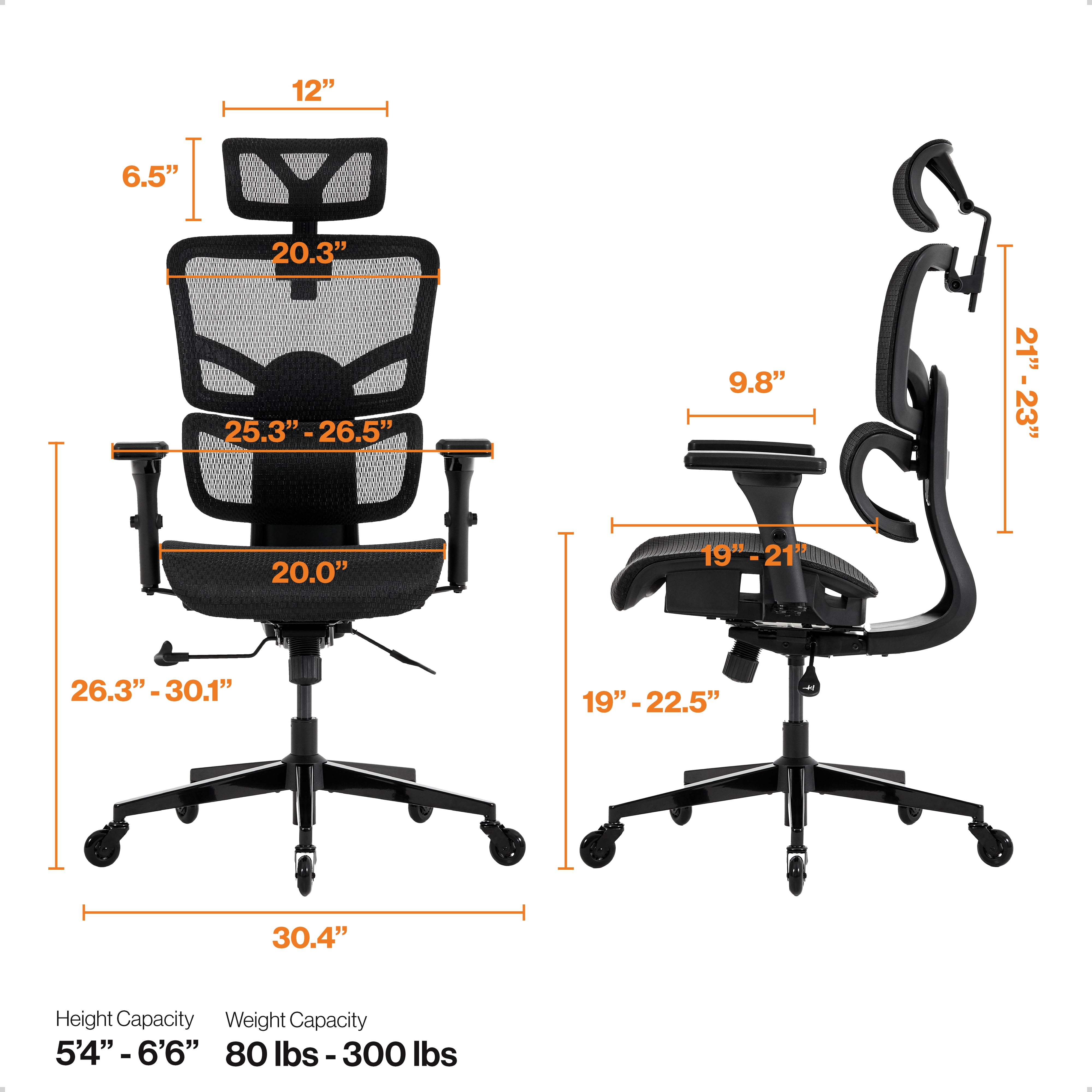 Wellnewlife Prestige Ergonomic Office Chair - Height Adjustable Backrest Lumbar Support, Seat Depth Adjust, 3D Headrest, 4D Armrests, Blade Wheels, Mesh Computer Gaming Executive Swivel Black