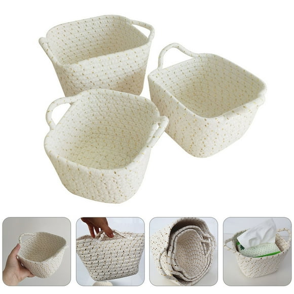 HORIALENCE 26 Cotton Rope Woven Storage Baskets Small Rope Basket for Home Organization 8.7x8.7in