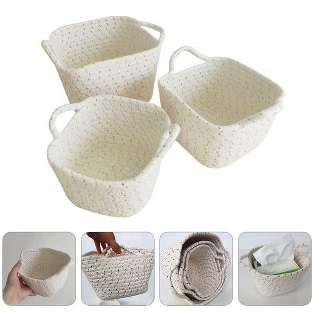 HORIALENCE 26 Cotton Rope Woven Storage Baskets Small Rope Basket for Home Organization 8.7x8.7in