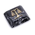 thumbnail image 1 of Bey-Berk International R25L Zebra Marble Paperweight Antique Gold Plated Legal Emblem, Black, 1 of 1