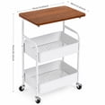 thumbnail image 2 of 3-Layer Metal Practical Roller Cart - Storage Cart With Drawers And Wooden Tabletop, Trolley Kitchen Storage With Lockable Wheels, Suitable For Offices, Classrooms, Homes, Bedrooms, 2 of 9