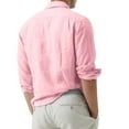 thumbnail image 4 of Solid Color Linen Dress Shirts for Men, Rollable Long Sleeve Pocket Blouse, Wrinkle Textured Linen Material for Travel Business Casual and Resort Outfits Red M, 4 of 6