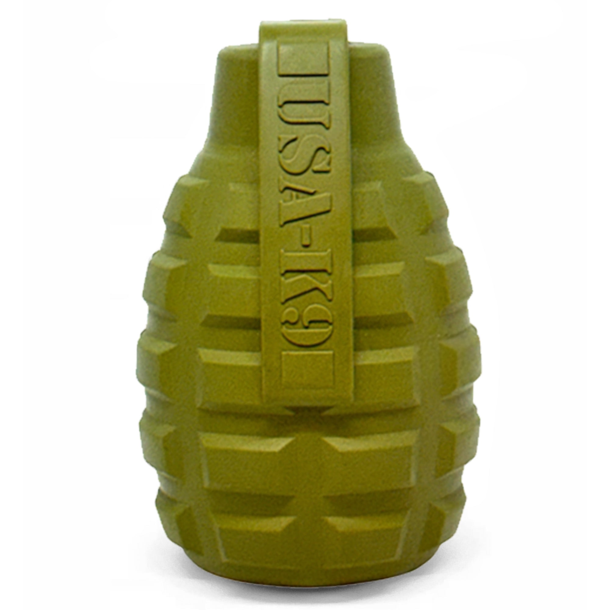 SodaPup USA-K9 Grenade – Durable Dog Treat Dispenser & Chew Toy Made in USA from Non-Toxic, Pet Safe, Food Safe Natural Rubber Material for Mental Stimulation, Problem Chewing, Calming Nerves & More