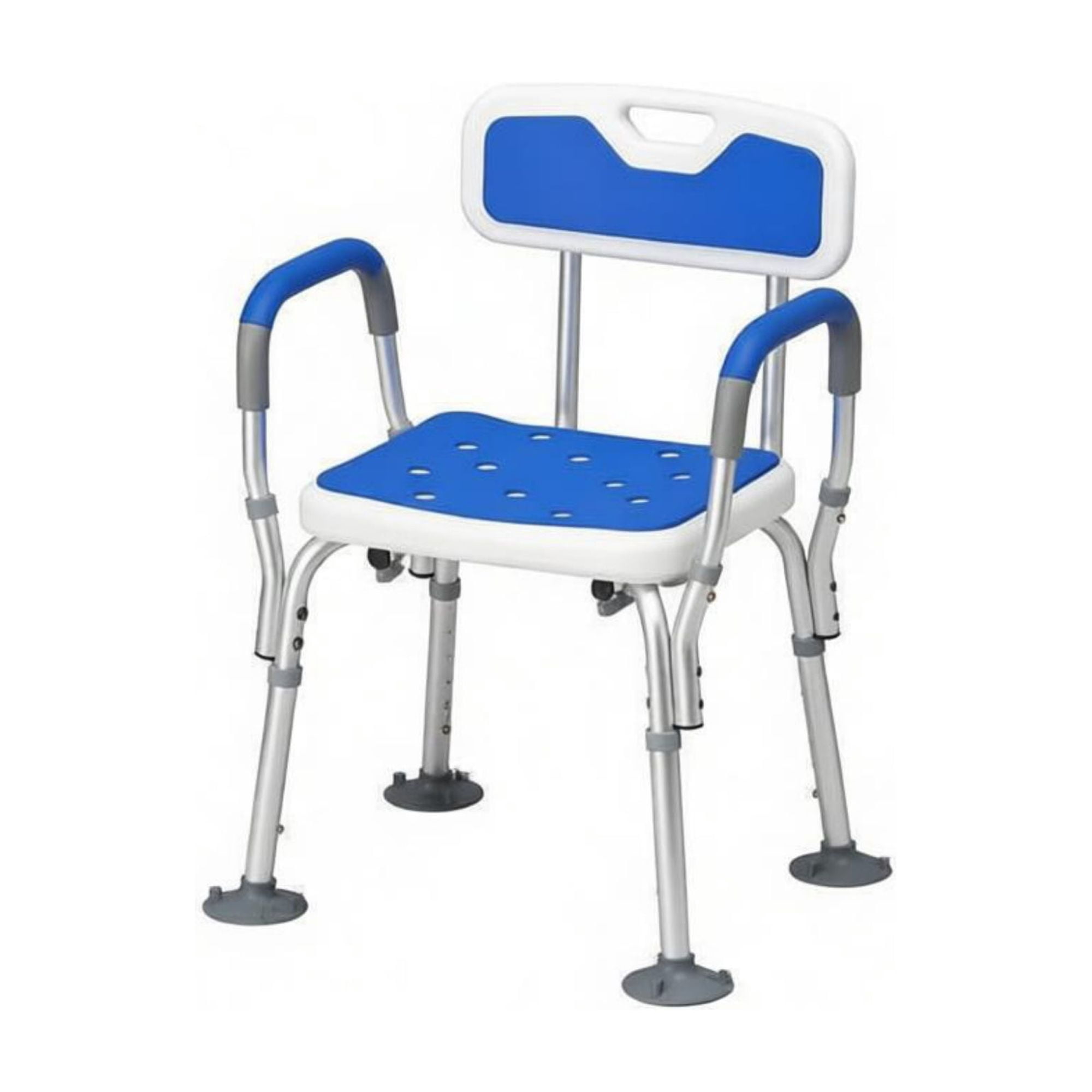 Adjustable Height Padded Shower Chair with Arms And Back Anti-slip Bath Seat for Seniors And Disabled Tool-Free Assembly, 299lbs
