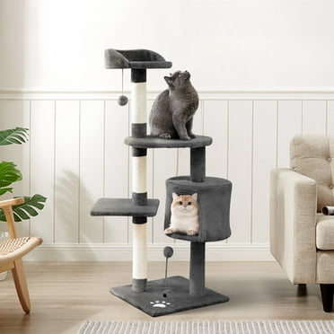 Cat Tree Airnesolly 45  4-Tier Cat Tower Condo for Indoor Kittens with Scratching Posts Perches Gray