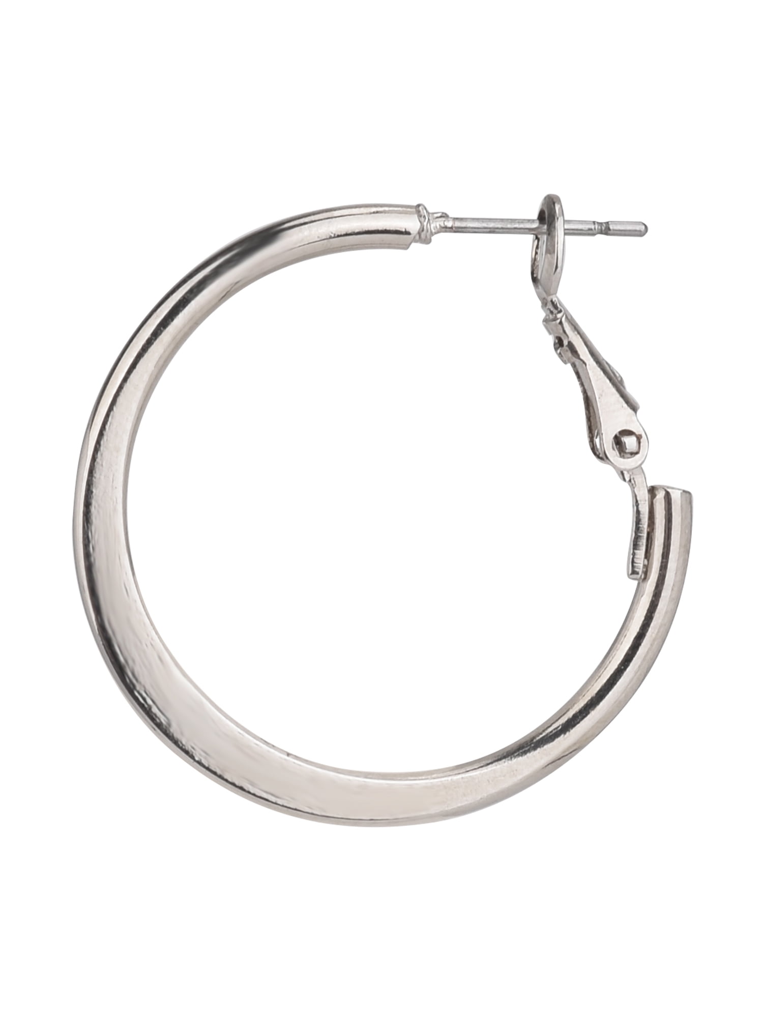 Time and Tru Adult Women's Silver Tone Knife Edge Metal Hoop Earring