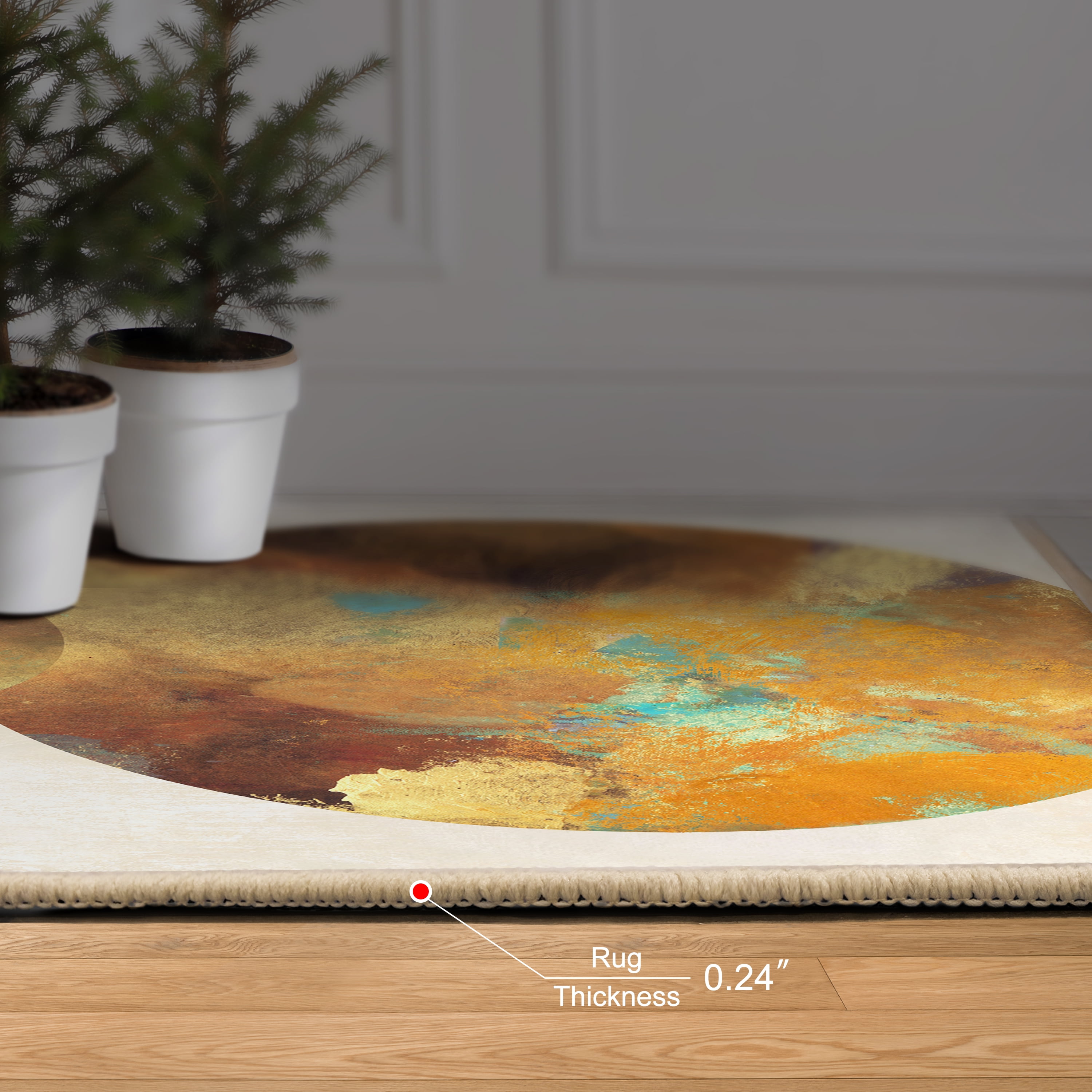Patina Plates I Washable Geometric Art Area Rug size 8'x10', Power-loomed, Heavenly Softness with Non-Slipping Backing