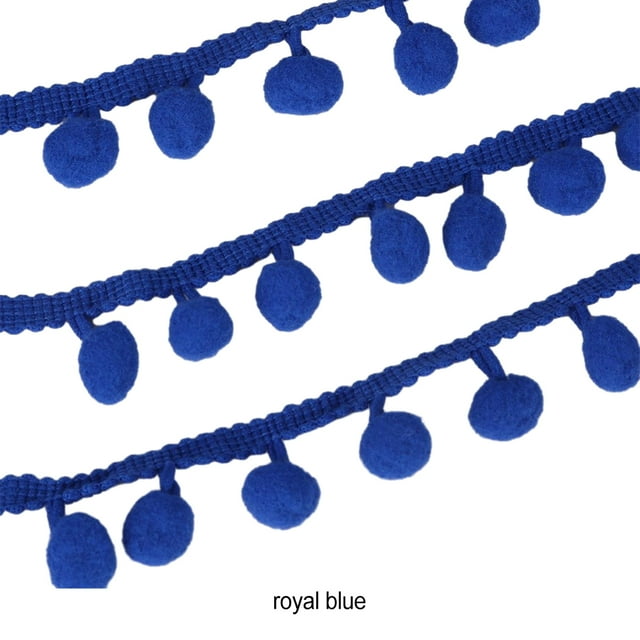 Ruiboury With Stylish Ribbon Trim Multiple Colors Available Polyester 5 Yards Pom Trim Ball Fringe Ribbon Royal Blue