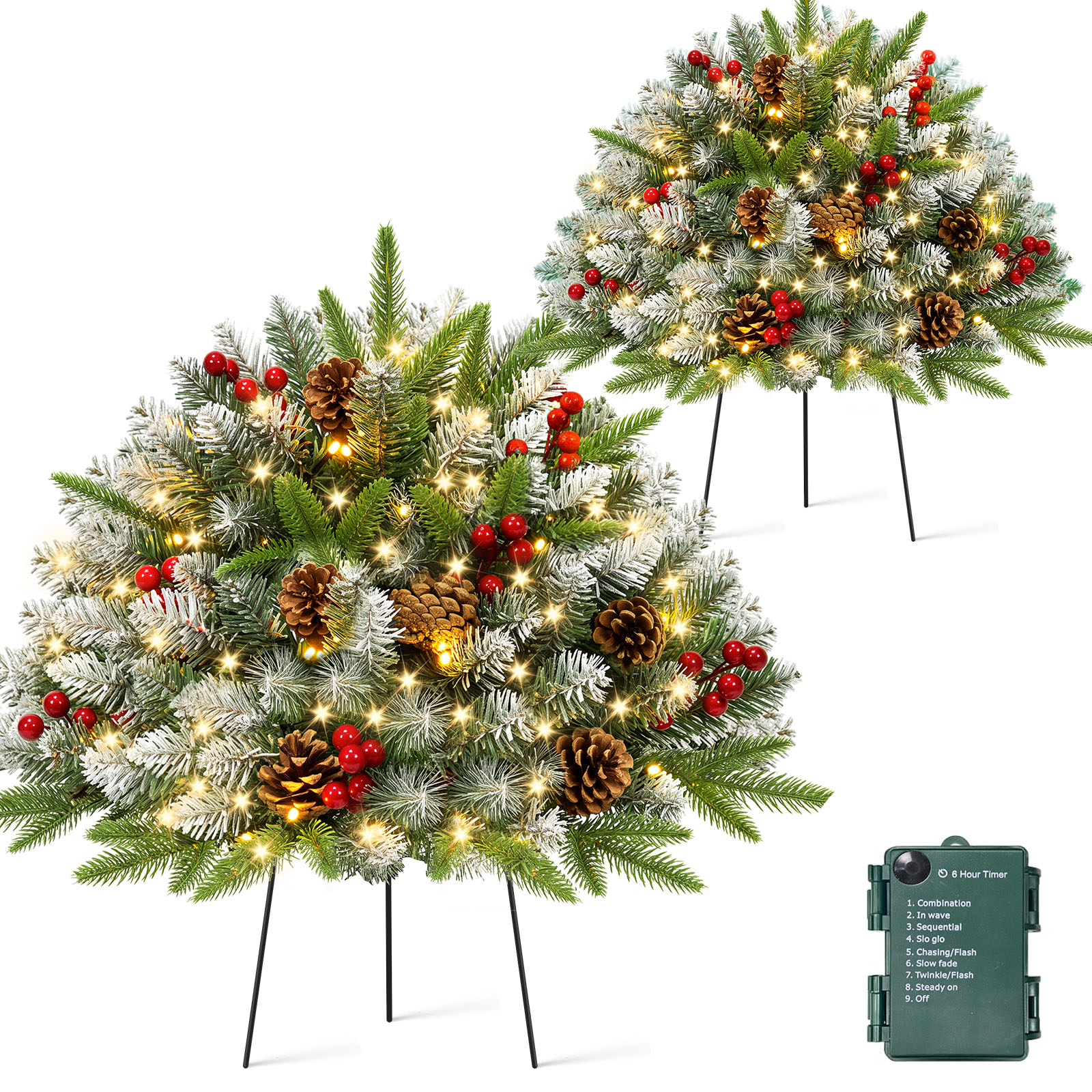 Yexmas 24-Inch Pre-Lit Small Christmas Trees, Set of 2 photo 1