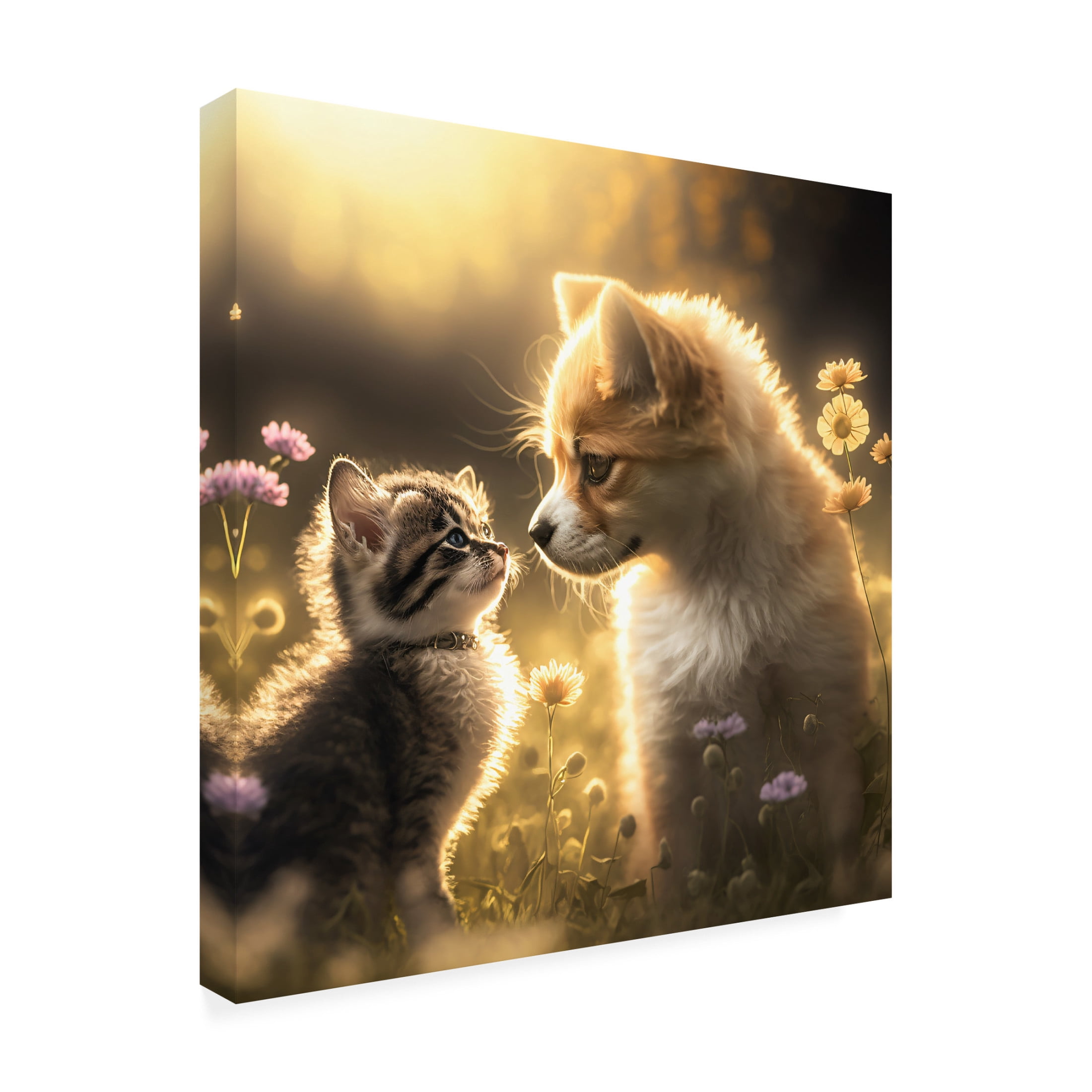 Canvas Wall Art - Ray Heere 'Cats And Dogs 21' Wall Art for Living Room, Bedroom, or Office Décor by Trademark Fine Art - 24 x 24 Inches