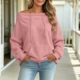 thumbnail image 5 of Women's Sweatshirts Crewneck Off Shoulder Sweatshirt with Pocket Casual Loose Fit Daily Outfits Fall Winter Tops, 5 of 10