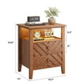 thumbnail image 2 of LED Night Stand with 2 Storage Drawers and Stable Legs, Farmhouse Nightstand w/V-Shaped Design & Open Storage Shelf, Wooden Rustic End Table for Bedroom Living Room, 2 of 9