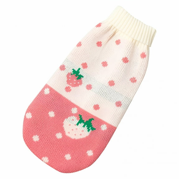 TELOLY Pet Clothes, Cat Sweater Winter Warm Puppy Clothes Strawberry Knitwear Turtleneck Dog Sweaters for Cats Puppy