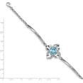 thumbnail image 3 of Sterling Silver Rh-Plated Clear/Blue Crystal Flower With 1In Ext Bracelet (7 X 22.5) Made In China qg4954-7, 3 of 5