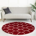 thumbnail image 4 of Unique Loom Trellis Shag Collection Area Rug - Ruby (7' 10" Round Burgundy Red/Ivory), 4 of 11