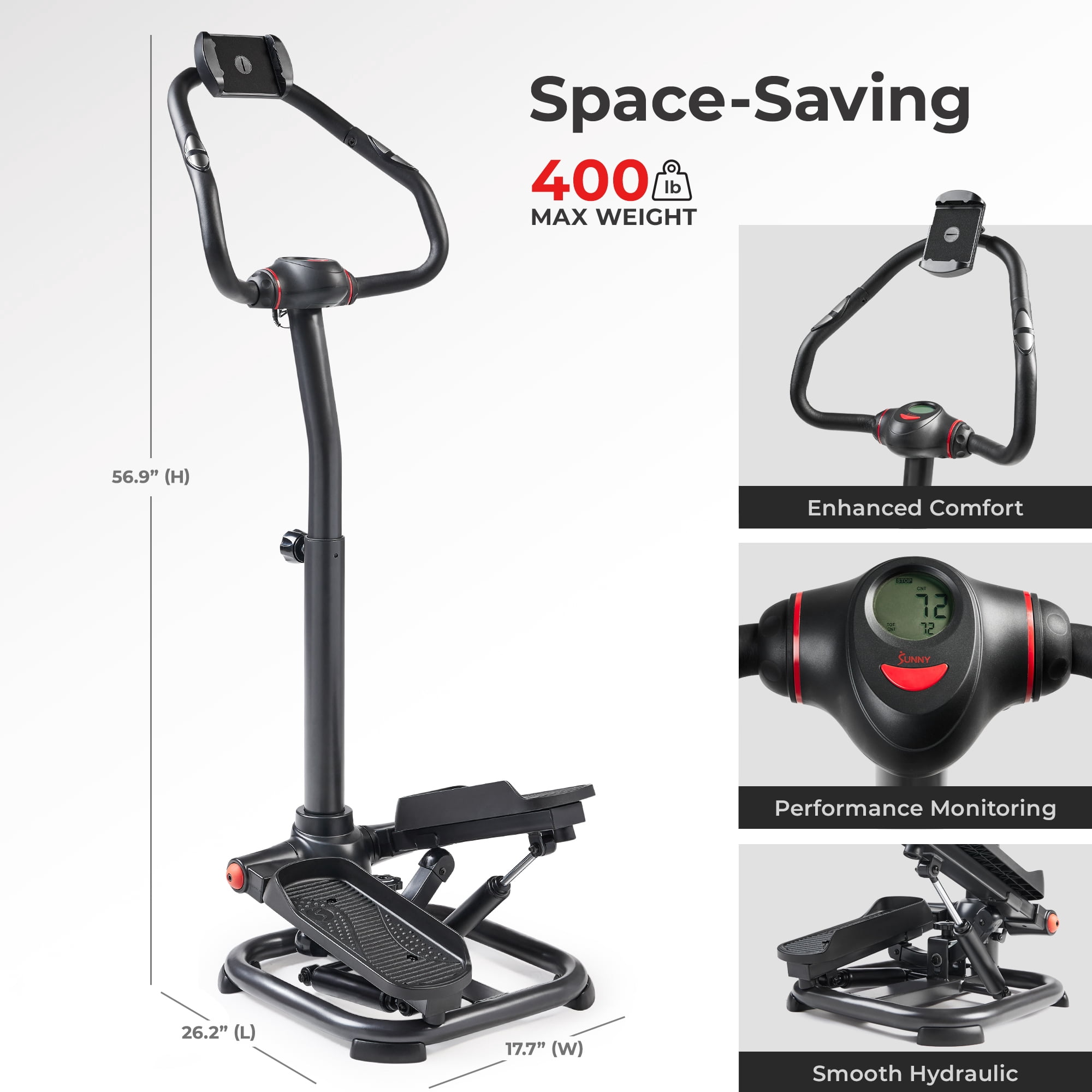 Sunny Health & Fitness Smart Duo Function Premium Power Stepper Machine, 330 LB Capacity with SunnyFit® App