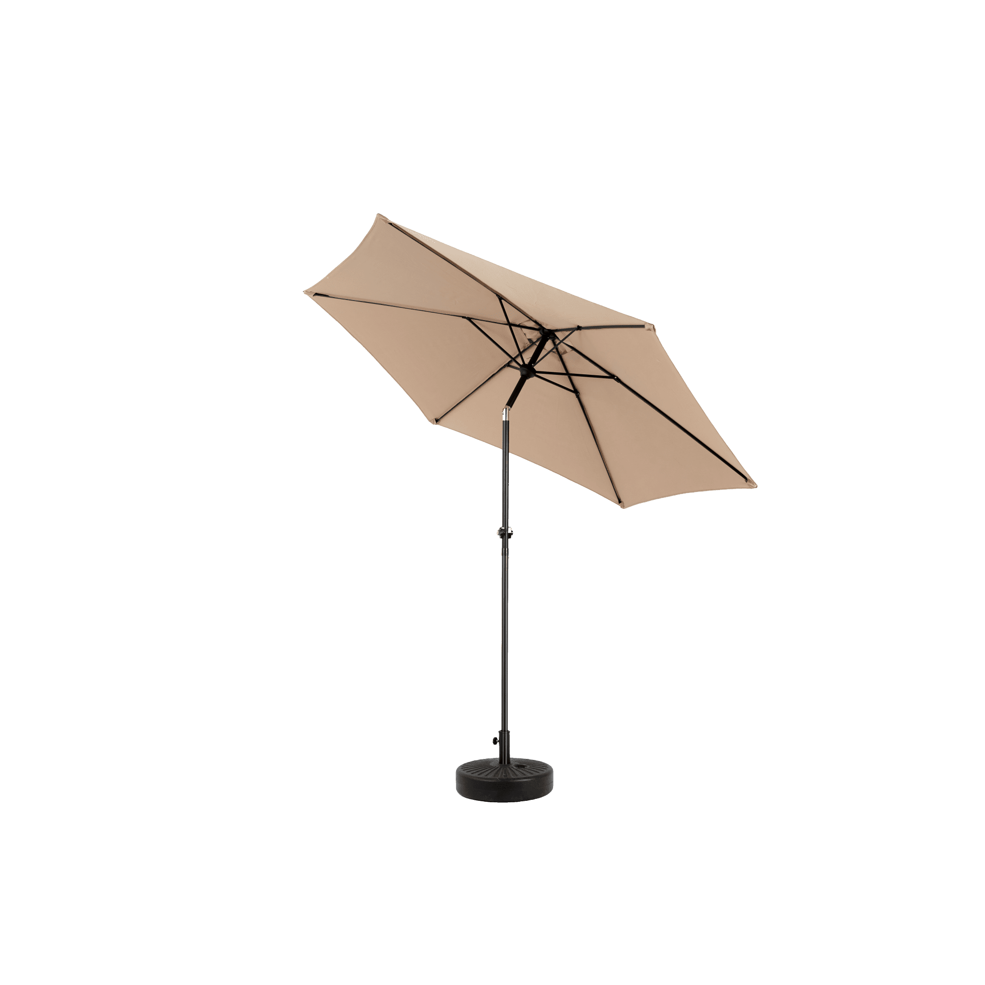 9FT Outdoor Patio Umbrella,Outdoor Table Umbrella with Push Button Tilt and Crank, Market Umbrella 6 Sturdy Ribs , Deck, Backyard, Pool (Base Not Included),Khaki